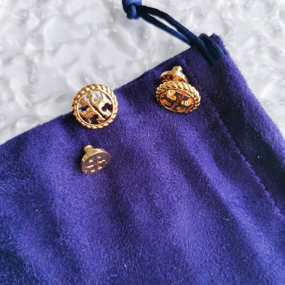 Tory Burch - Rope Logo Gold Stud Earrings - new - Picture 3 of 3